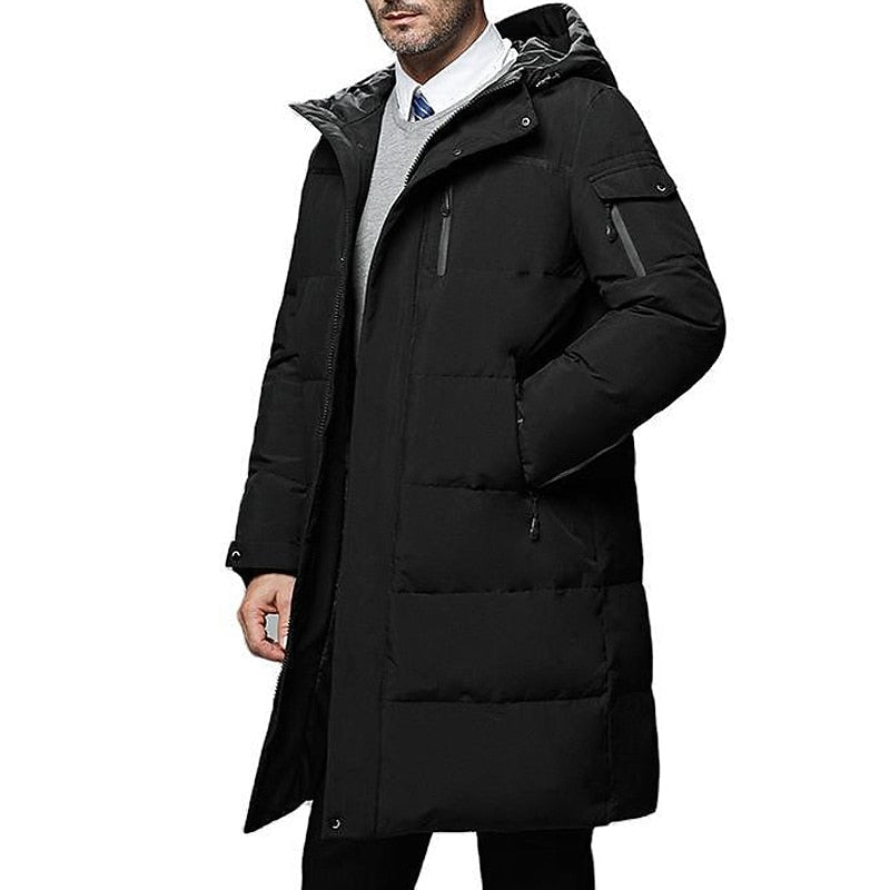 Hooded Longline Puffer Coat for Men