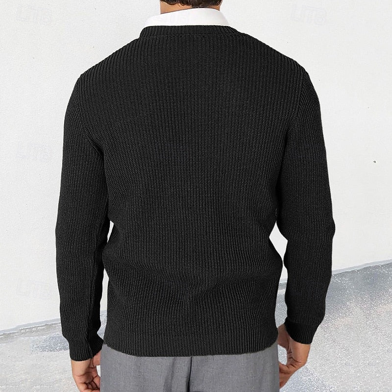 V-Neck Button-Down Cardigan, Men's Classic Fit