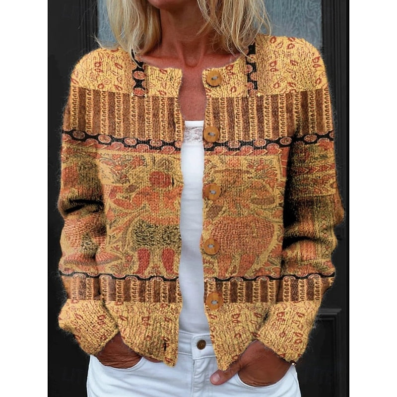 Floral Button-Front Cardigan for Women