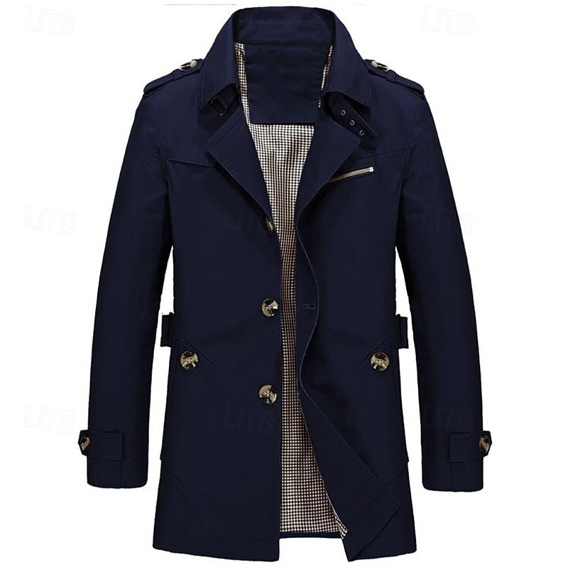 Refined Single-Breasted Trench Coat for Men