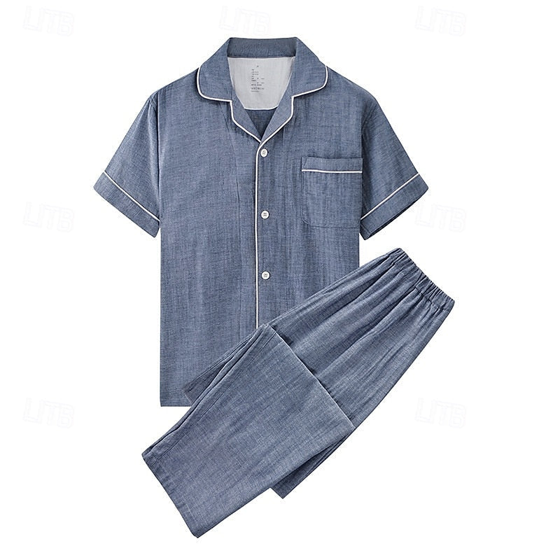Lapel Two-Piece Set, Men's Relaxed Fit