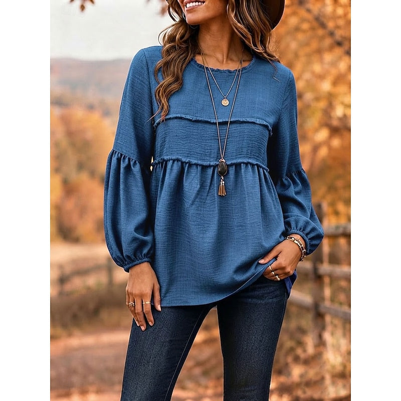 Relaxed Peplum Blouse for Women