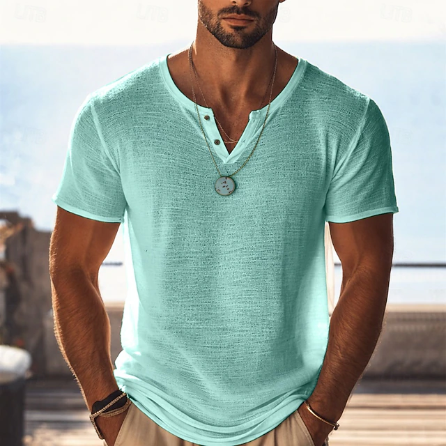 Henley T-Shirt for Men, Relaxed Style