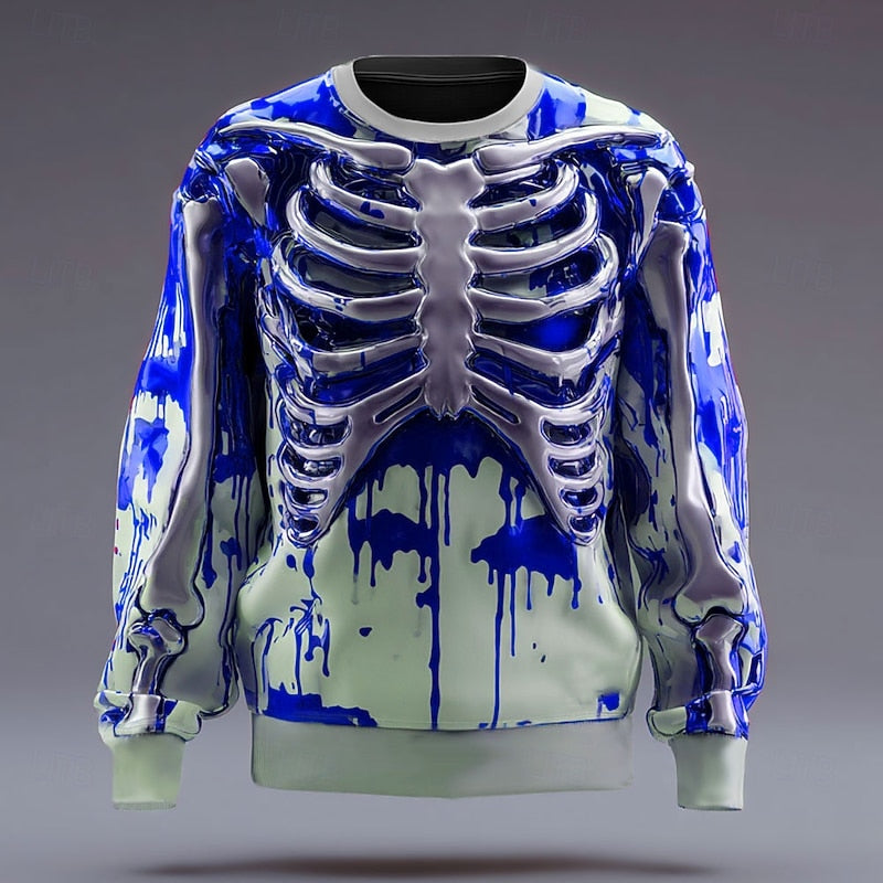 Men's Halloween Skeleton Crew Neck Sweatshirt
