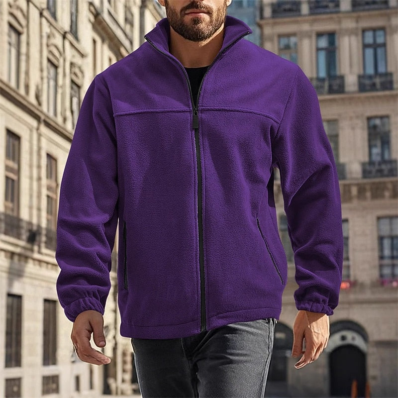 Stand-Collar Full-Zip Jacket for Men, Plus Size