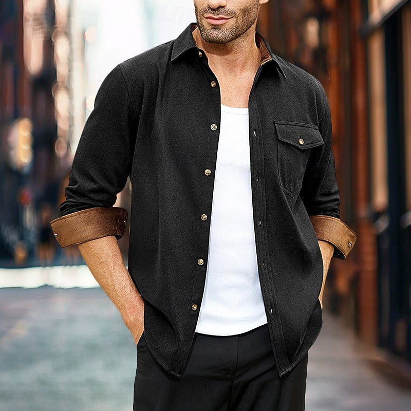 Rugged Button-Front Overshirt for Men, Plus Size