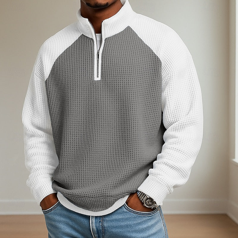 Textured Quarter-Zip Pullover for Men