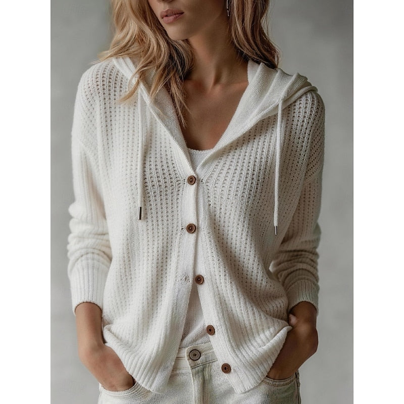 Hooded Button-Front Cardigan for Women