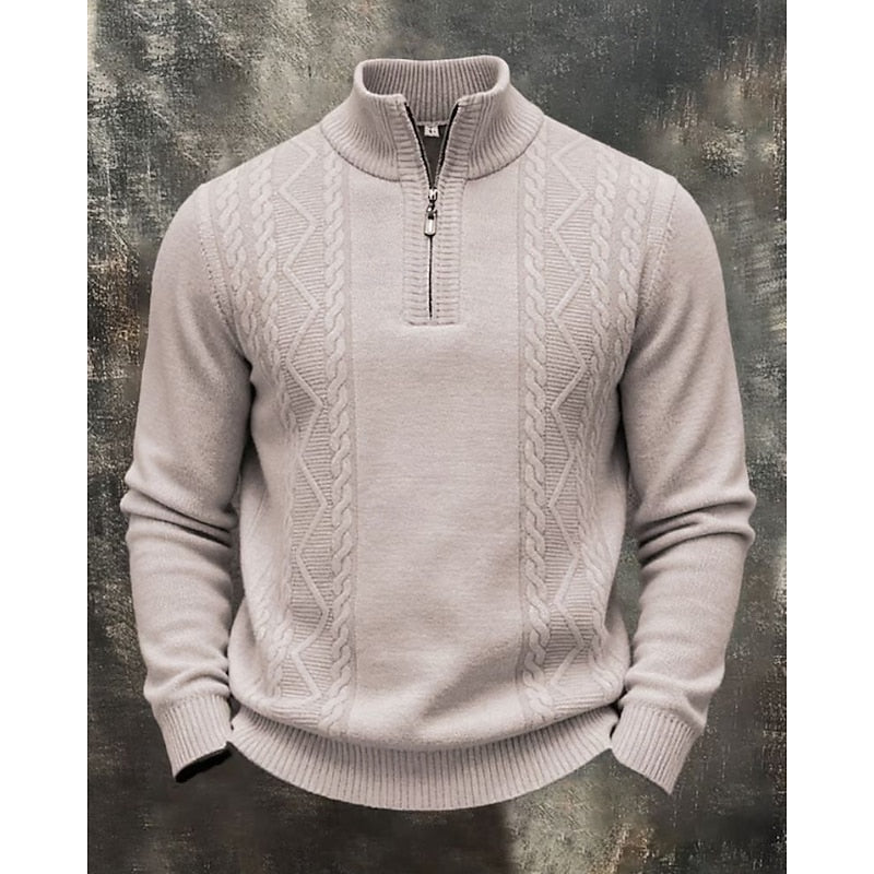 Cable-Knit Quarter-Zip Sweater for Men