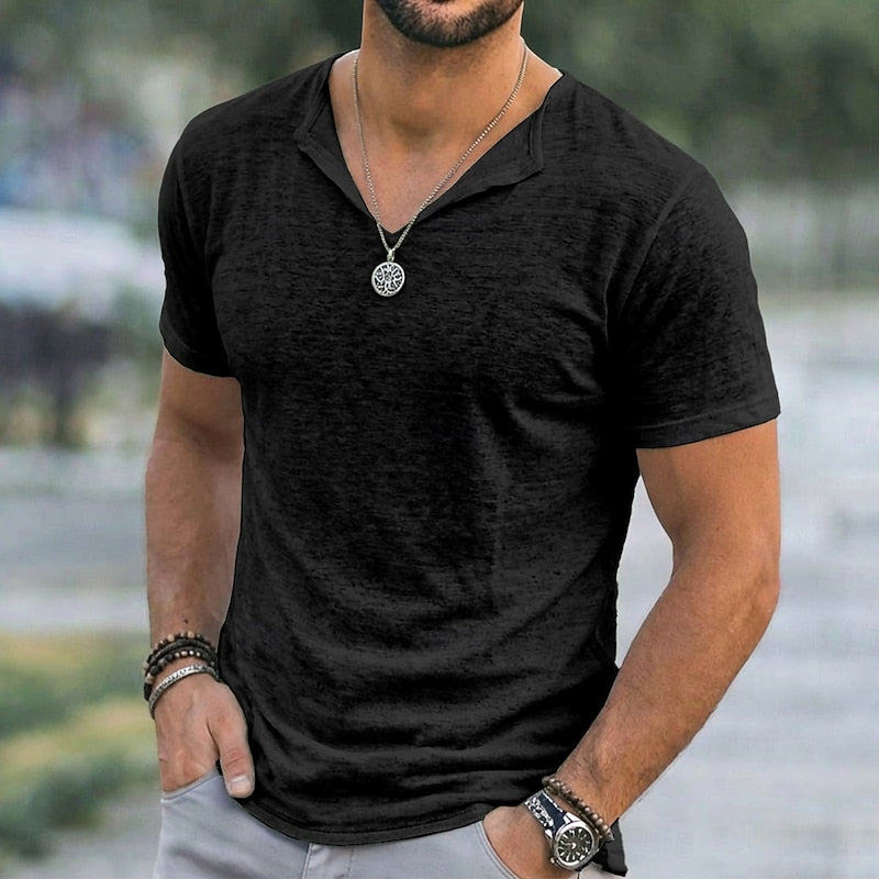Relaxed V-Neck T-Shirt for Men, Plus Size
