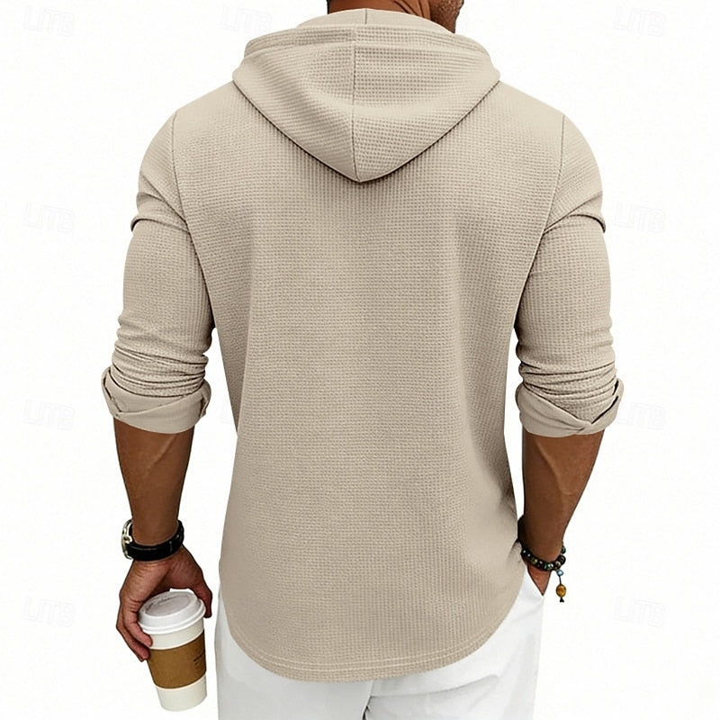 Hooded Henley Shirt, Men's Relaxed Fit