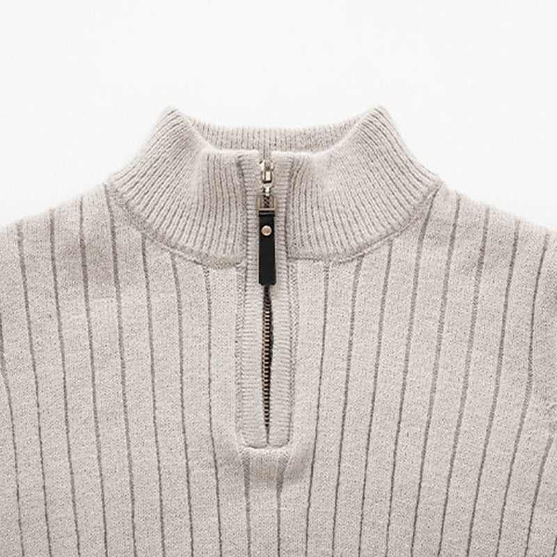 Ribbed Quarter-Zip Sweater for Men, Plus Size