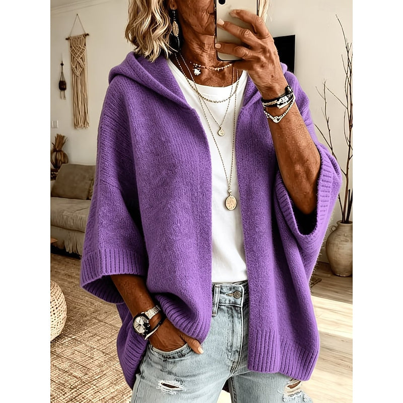 Hooded Open-Front Cardigan, Women's Cozy Fit