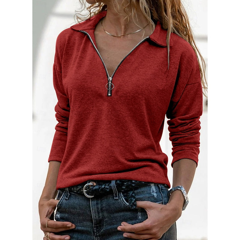 Relaxed Quarter-Zip Top for Women