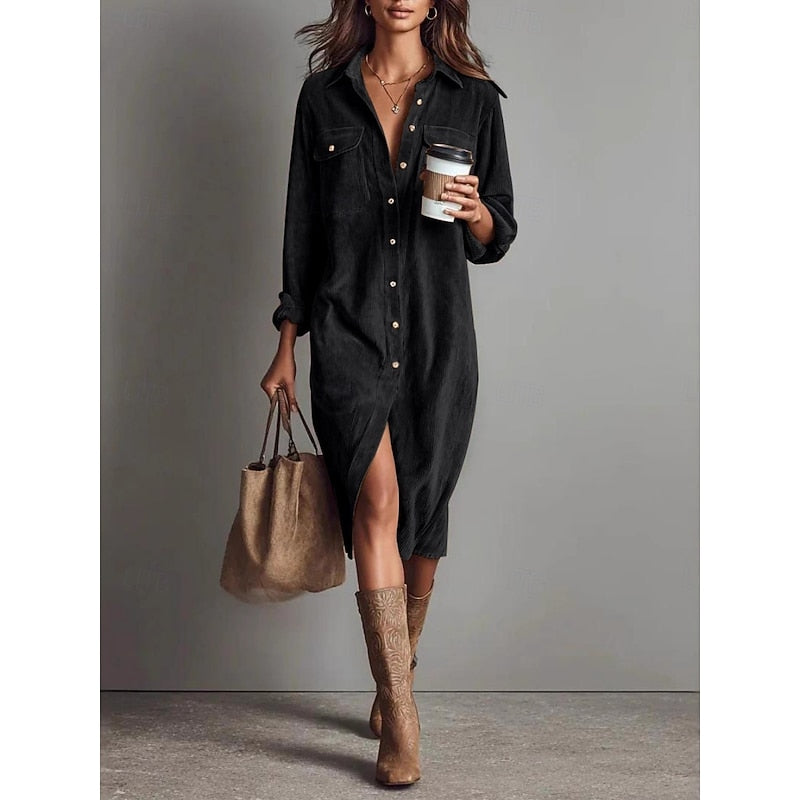 Relaxed Button-Front Shirt Dress for Women