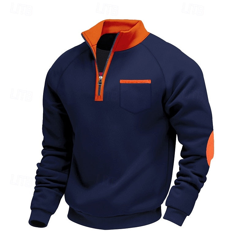 Quarter-Zip Colour Block Pullover for Men