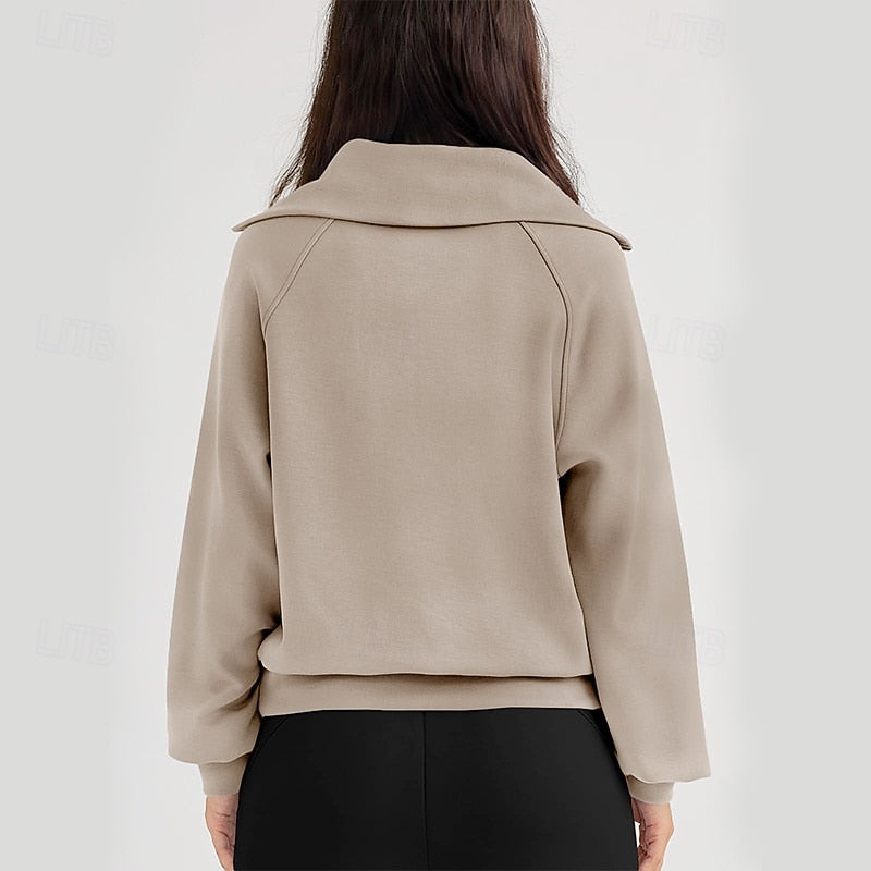 Quarter-Zip Lapel Sweatshirt for Women