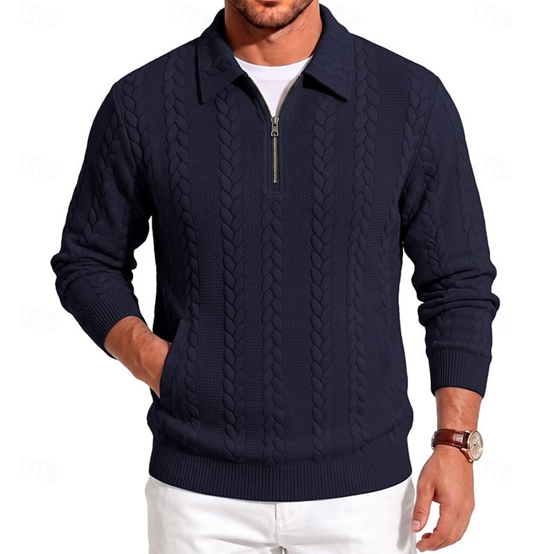 Men's Textured Quarter-Zip Sweater