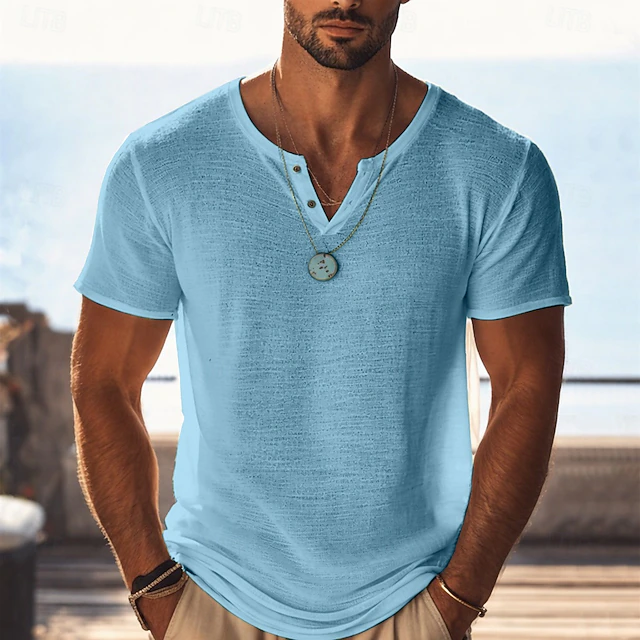 Henley T-Shirt for Men, Relaxed Style