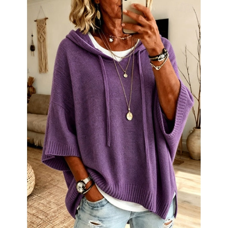 Relaxed Hooded Sweater for Women, Plus Size