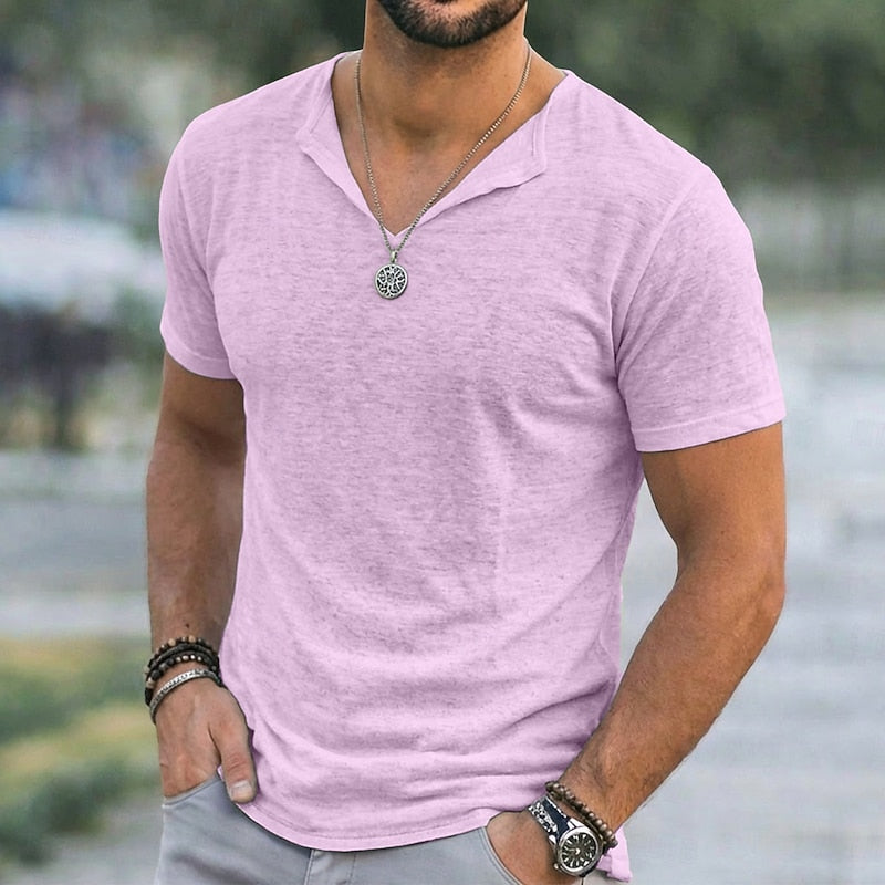 Relaxed V-Neck T-Shirt for Men, Plus Size