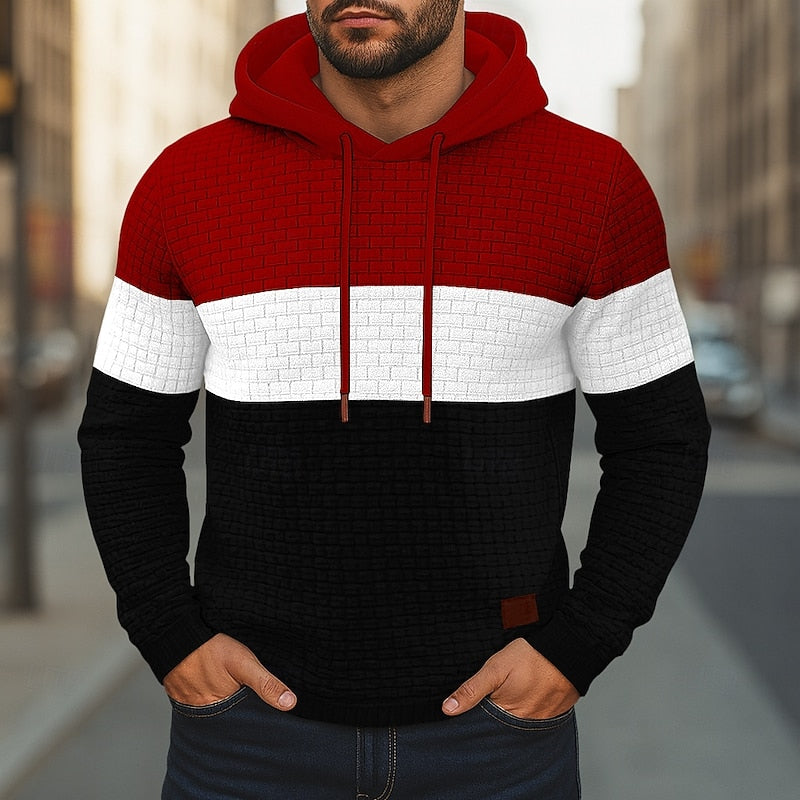 Men's Color-Block Textured Hoodie