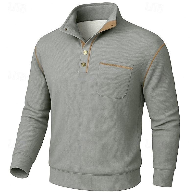 Half-Button Pullover for Men, Textured Style