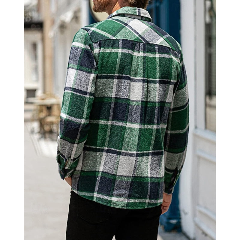 Checked Shirt Jacket for Men, Rugged Style