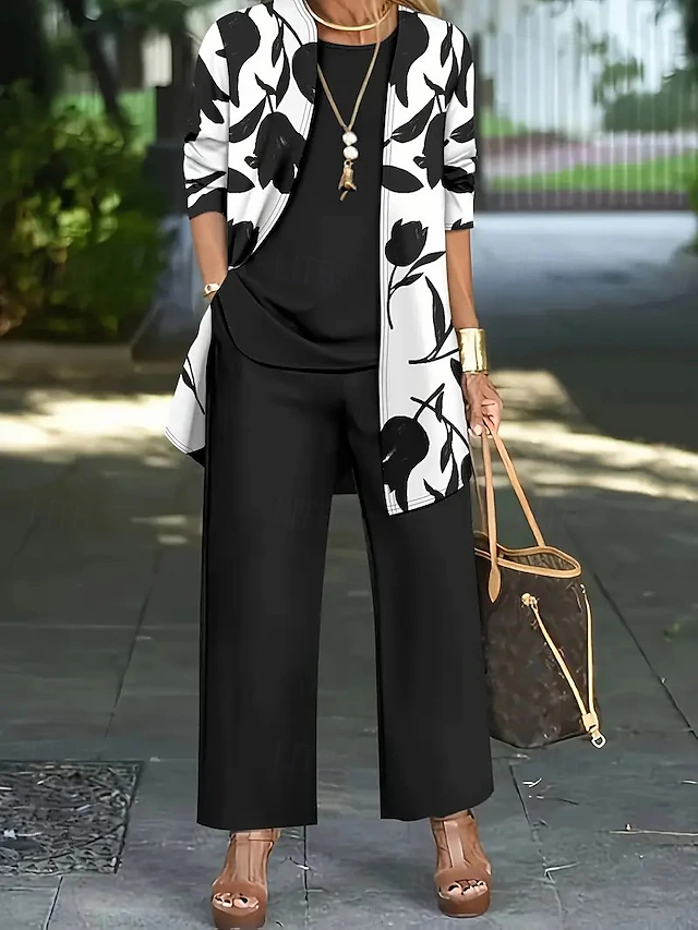 Floral Three-Piece Pants Set for Women