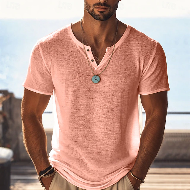 Henley T-Shirt for Men, Relaxed Style