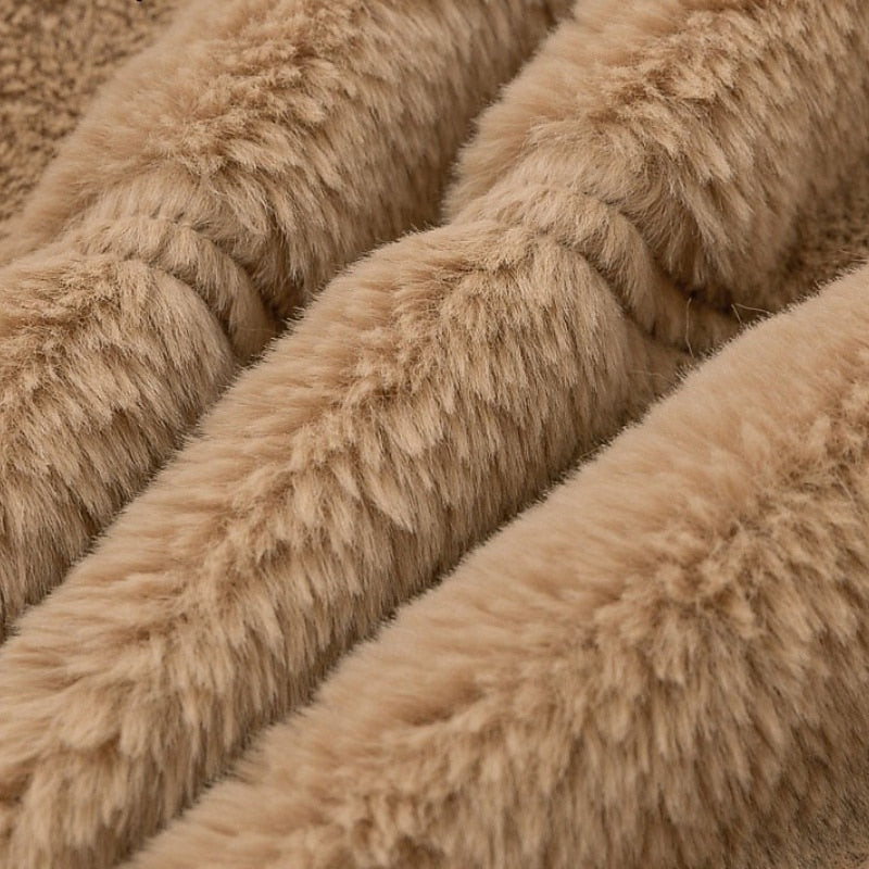 Plush Cropped Zip Jacket for Women, Plus Size