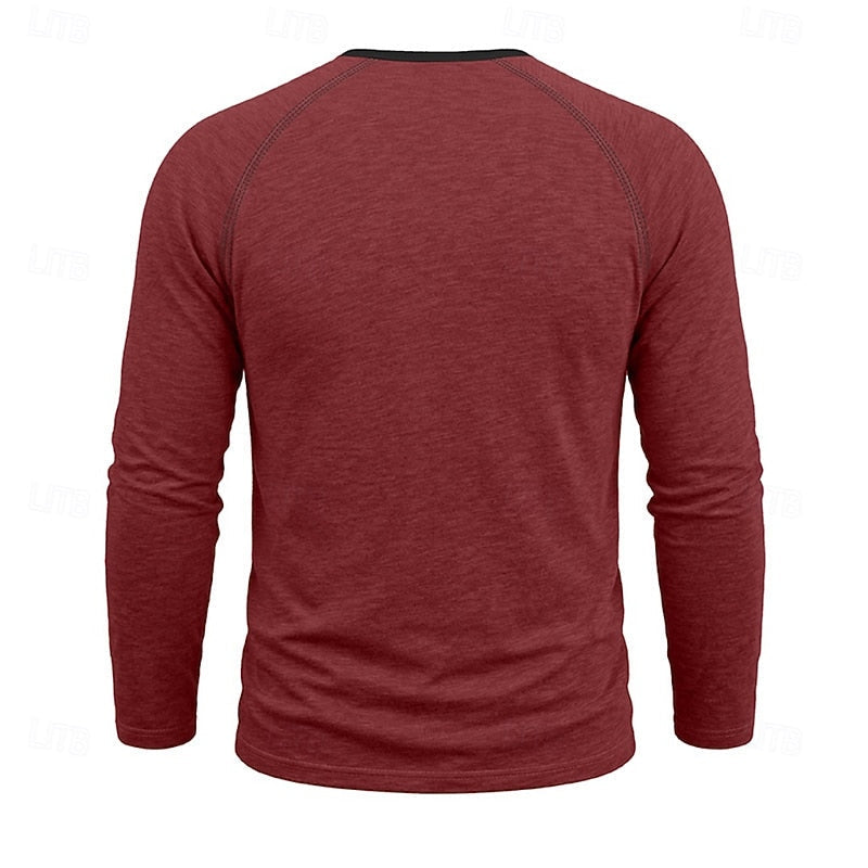 Button Henley Shirt for Men, Classic Style