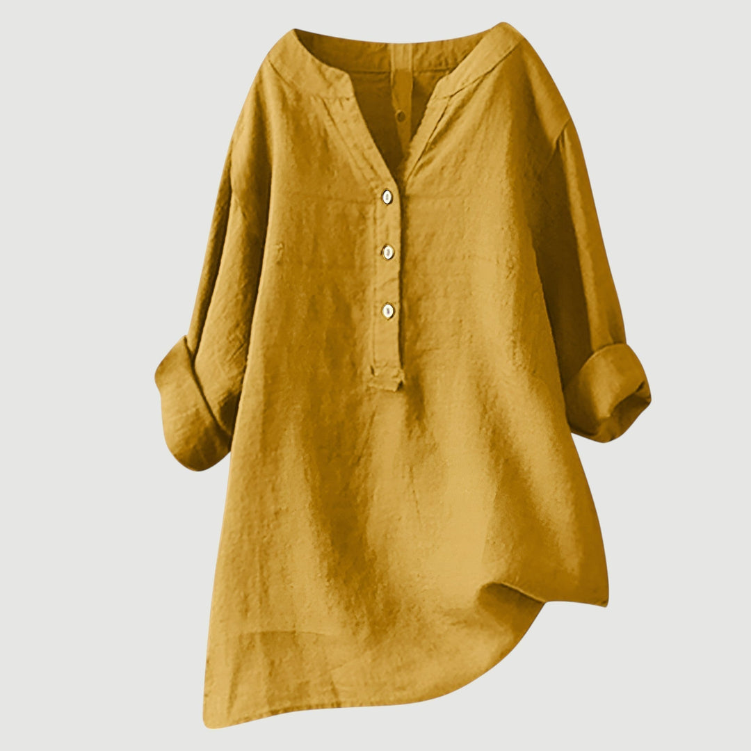 Refined V-Neck Button-Down Shirt for Women
