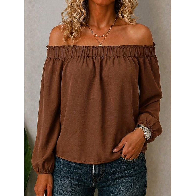 Off-Shoulder Ruffle Top for Women, Plus Size