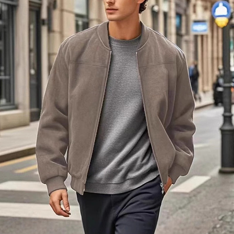 Stand-Collar Zip Jacket for Men, Plus Size