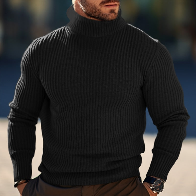 Ribbed Turtleneck Sweater for Men, Plus Size