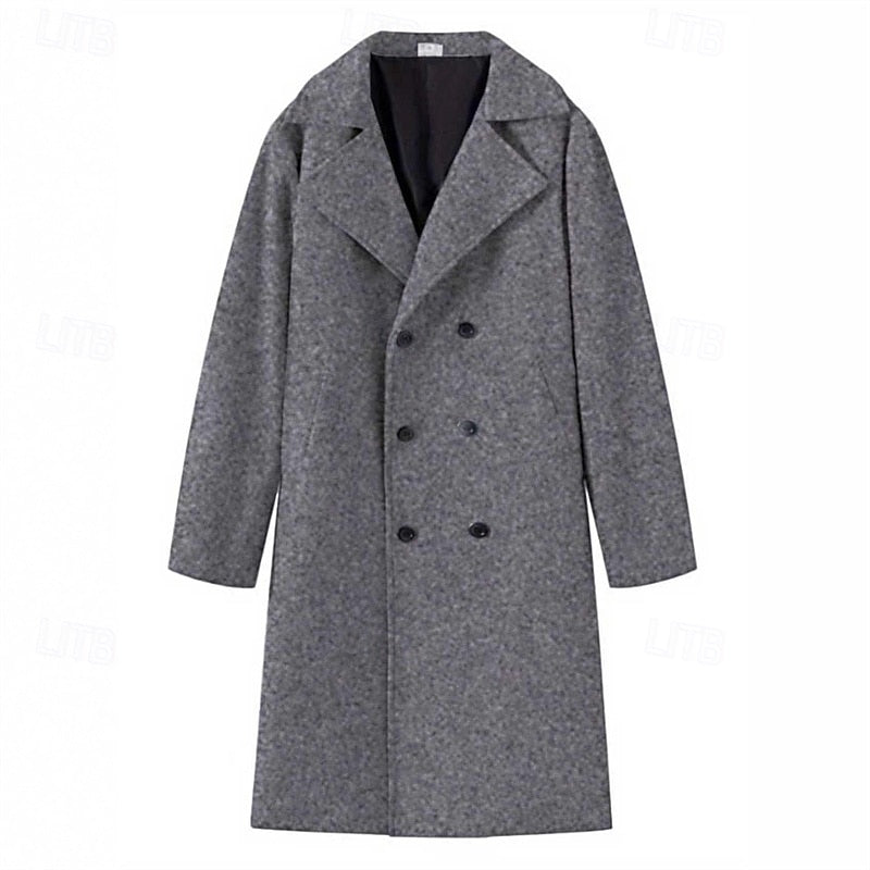 Tailored Long Overcoat for Men, Plus Size