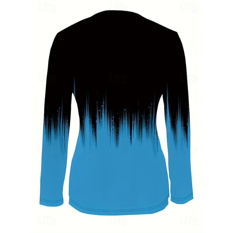 Floral Quarter-Zip Long Sleeve Top for Women