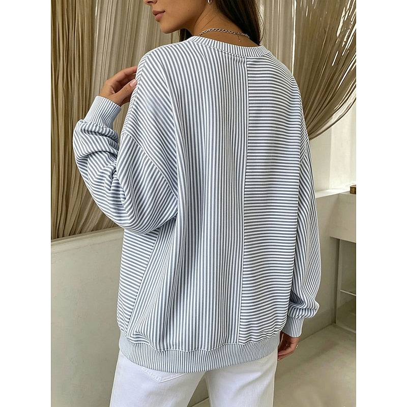 Striped Sweatshirt for Women, Relaxed Style