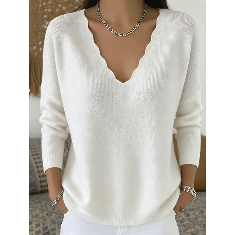 Scalloped V-Neck Halloween Pullover for Women, Plus Size