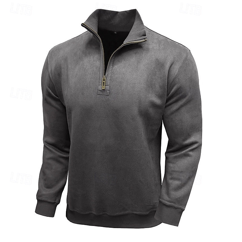Quarter-Zip Stand-Collar Sweatshirt for Men