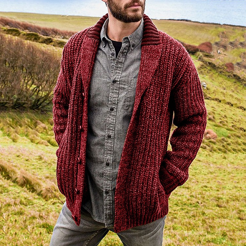 Shawl Collar Knit Cardigan for Men
