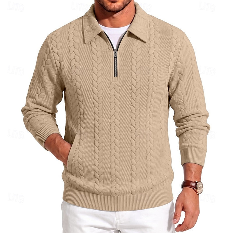 Men's Textured Quarter-Zip Sweater