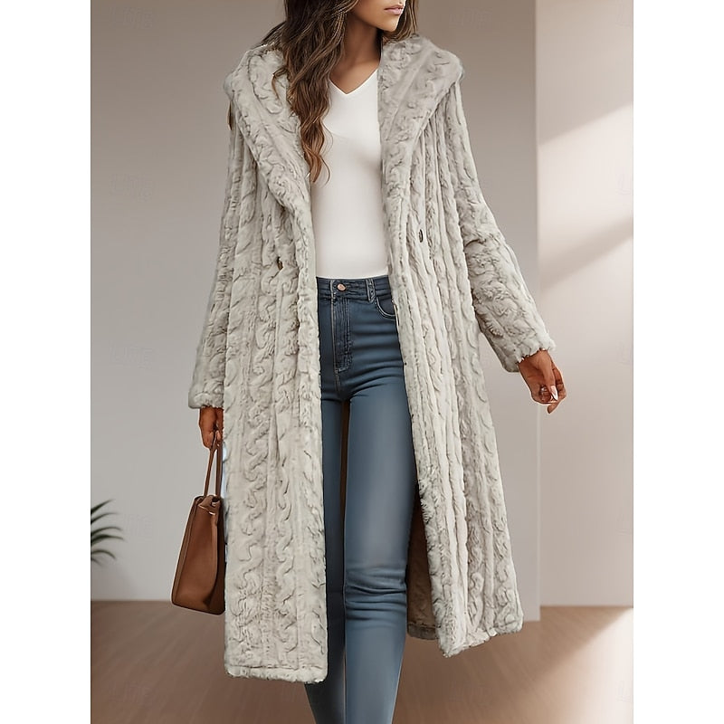 Ladies Hooded Longline Coat