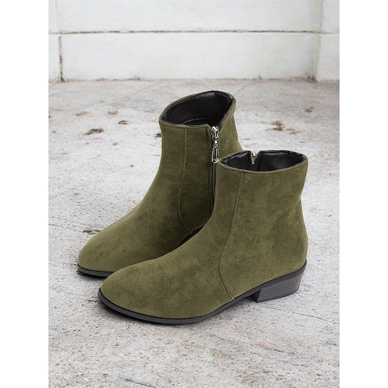 Side-Zip Block Heel Ankle Boots for Women