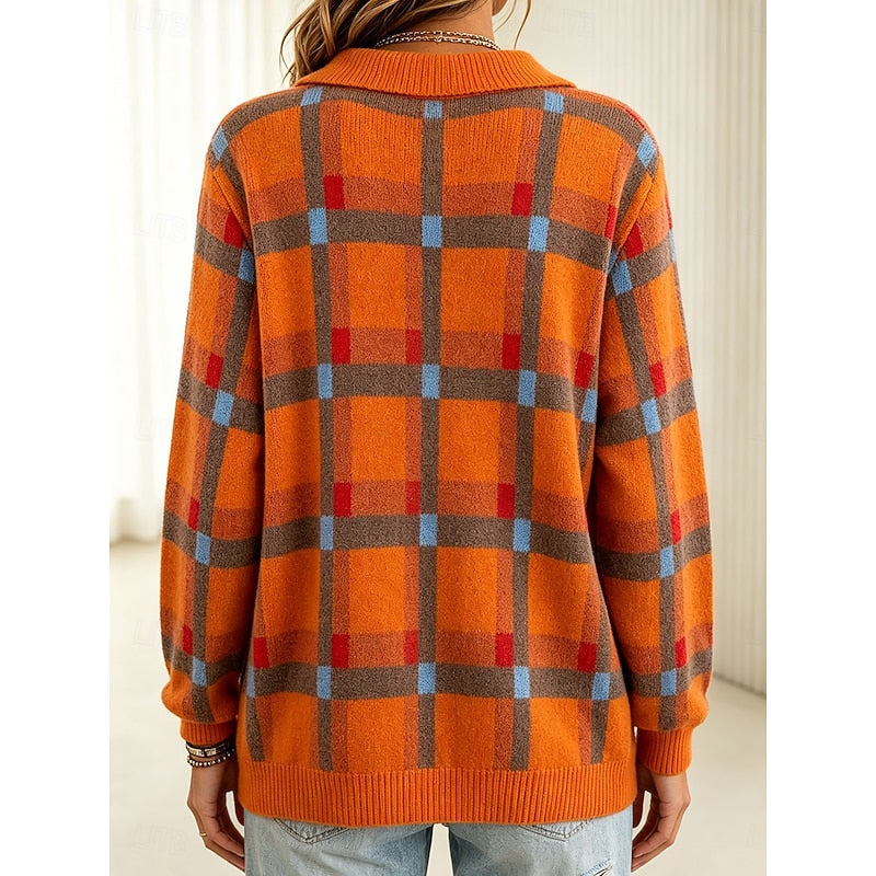 Plaid Button Cardigan, Women's Classic Fit