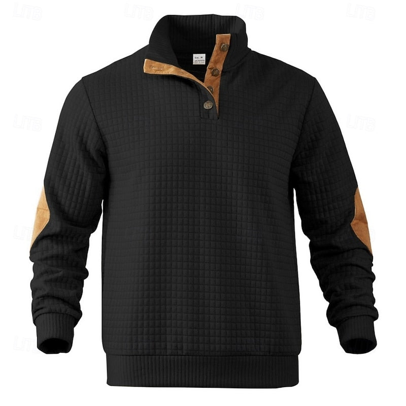 Standing-Collar Pullover for Men, Textured Style