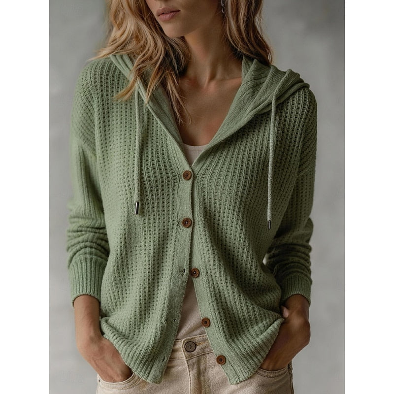 Hooded Button-Front Cardigan for Women