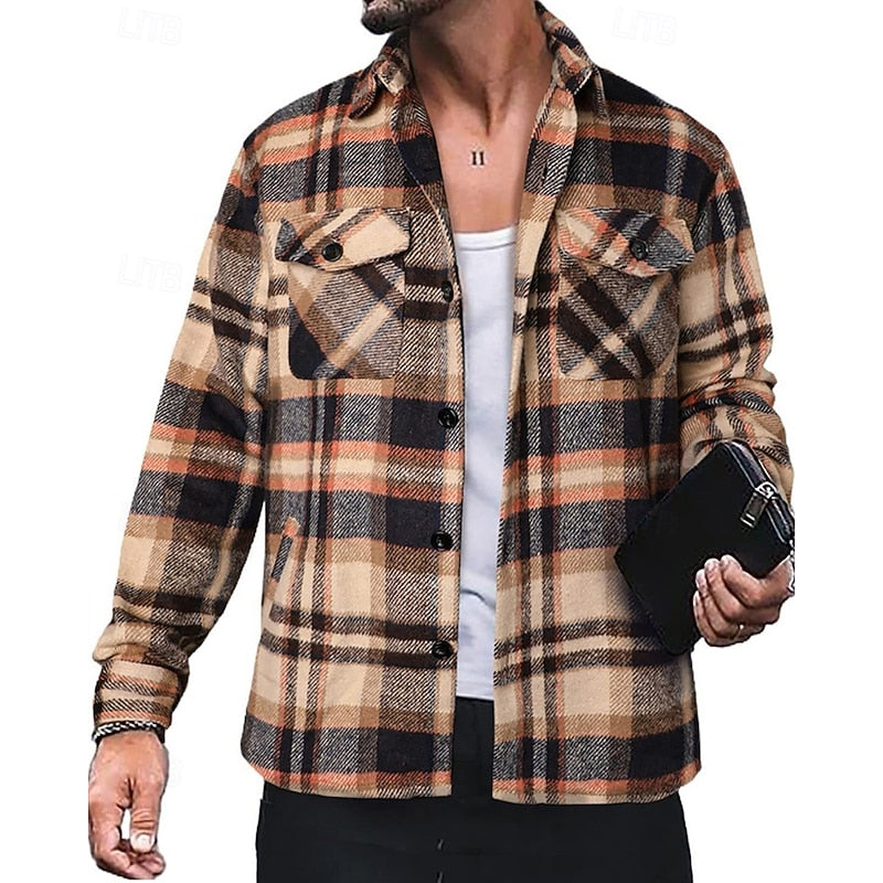 Checked Shirt Jacket for Men, Rugged Style