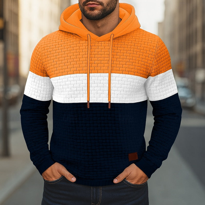 Men's Color-Block Textured Hoodie
